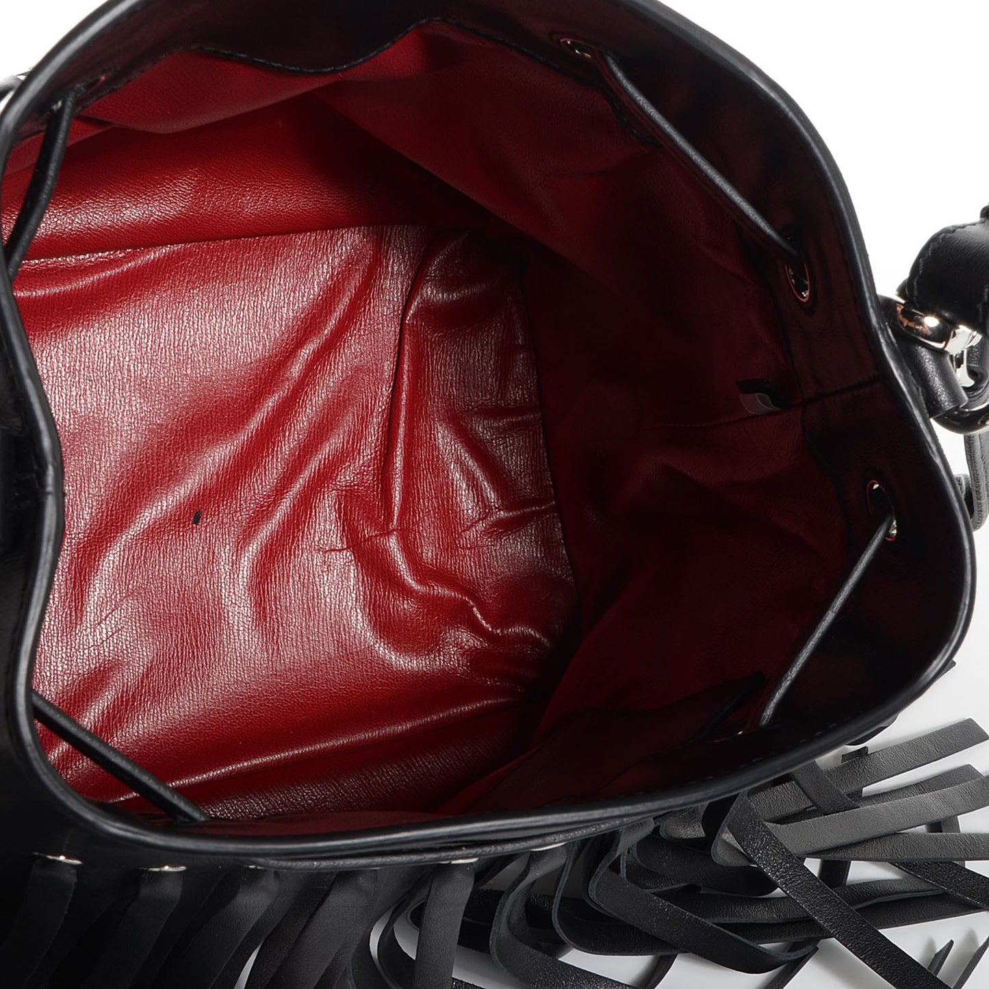 Soft Calf Fringe Bucket Bag Nero Black