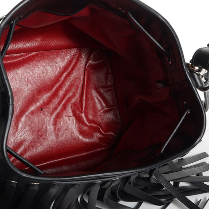 Prada Soft Calf Fringe Bucket Bag Nero Black 5 of 9