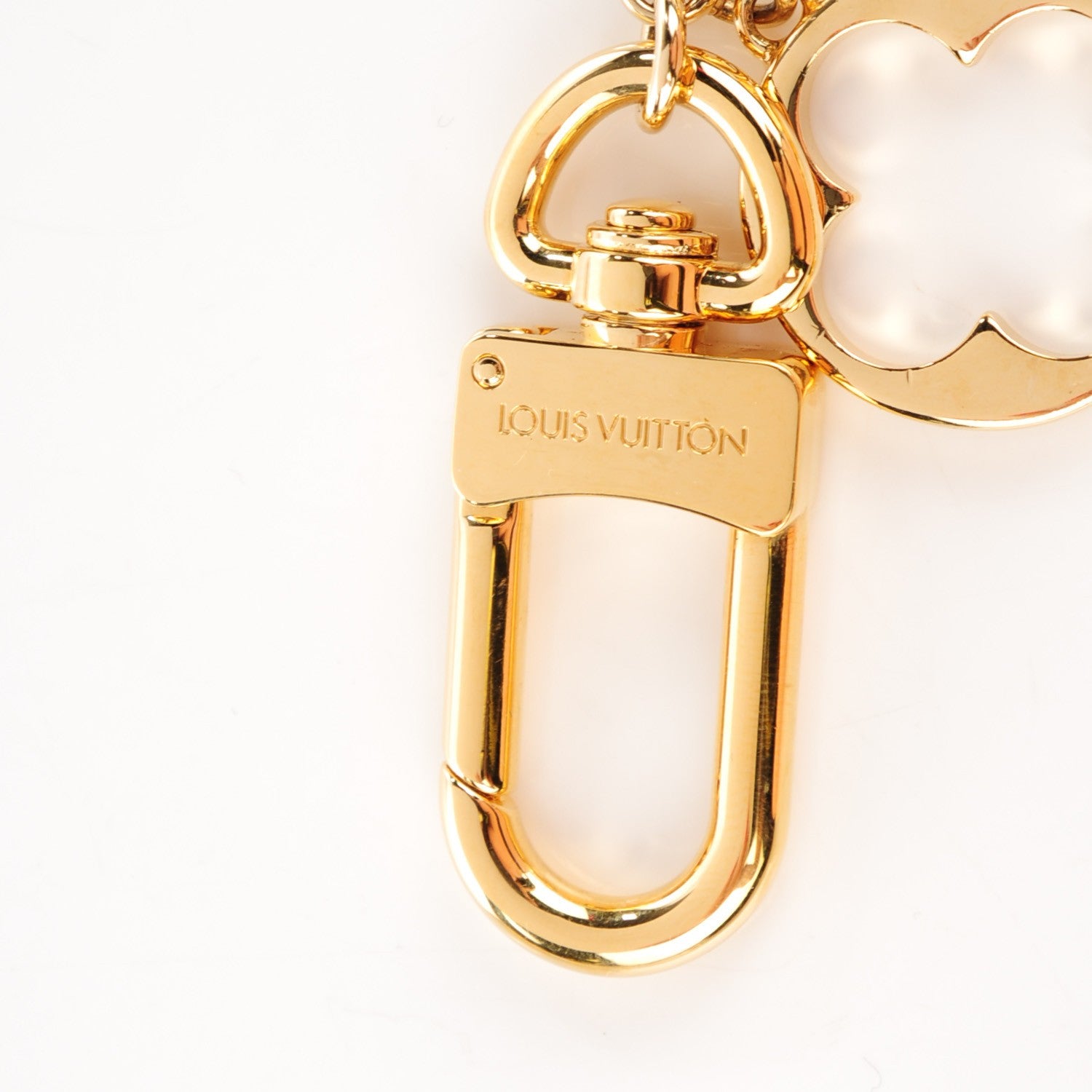 Louis Vuitton Brass Enamel Fleur De Monogram Bag Charm Chain Gold 4 of 5