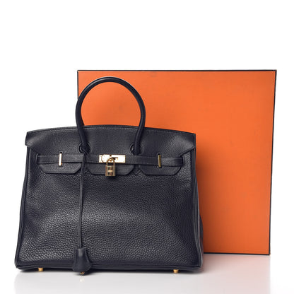 Hermes Taurillon Clemence Birkin 35 Bleu Indigo 36 of 36