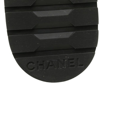 Chanel Shiny Goatskin Calfskin Quilted Lace Up Combat Boots 39 White Black 7 of 14
