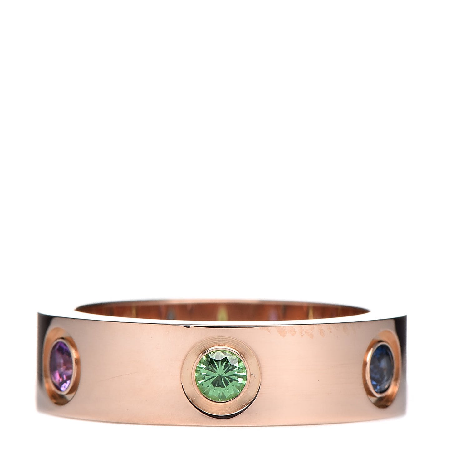 18K Pink Gold Sapphire Garnet Amethyst 5.5mm LOVE Ring 51 5.75