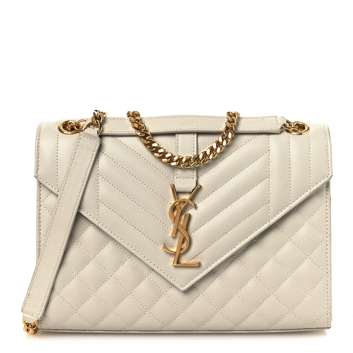 Saint Laurent Grain De Poudre Textured Mixed Matelasse Medium Triquilt Monogram Satchel Crema Soft 1 of 12