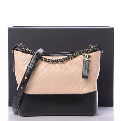 Chanel Aged Calfskin Quilted Medium Gabrielle Hobo Beige Black 13 of 13