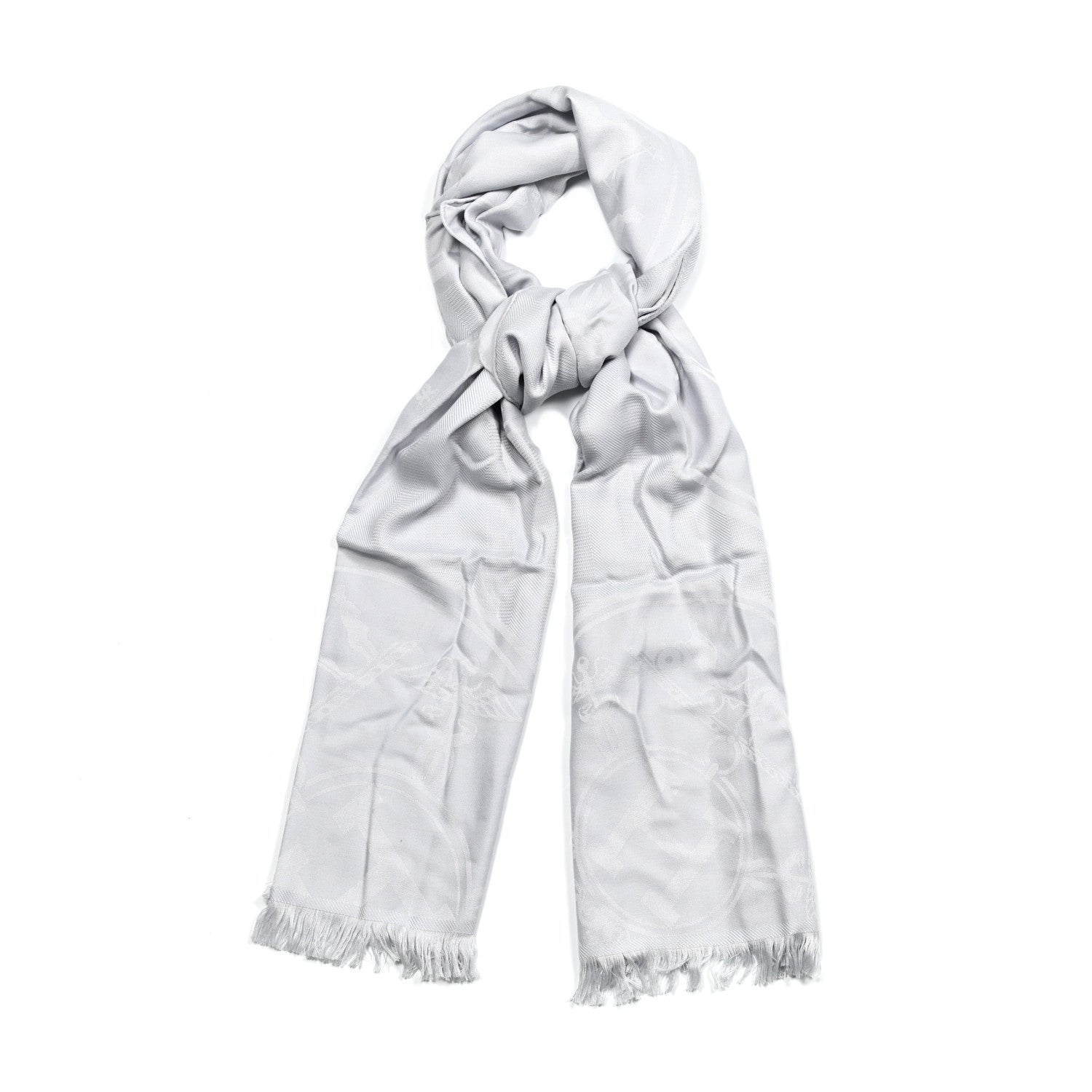 Hermes Cashmere Silk New Libris Confettis D'Ex Libris Stole Gris Nuage 1 of 4