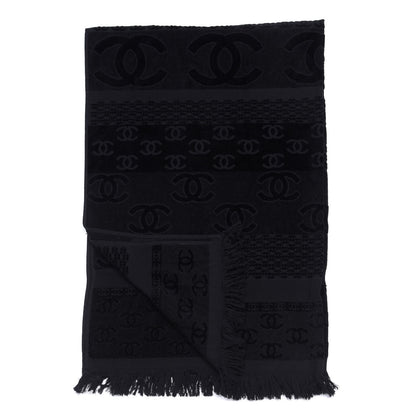 Chanel Terry Cotton CC Beach Towel Black 2 of 4
