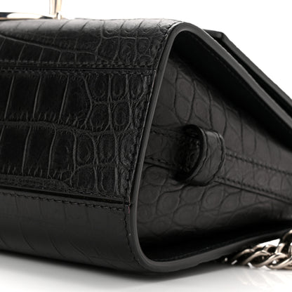 Alexander McQueen Calfskin Crocodile Embossed The Story Shoulder Bag Black 9 of 9