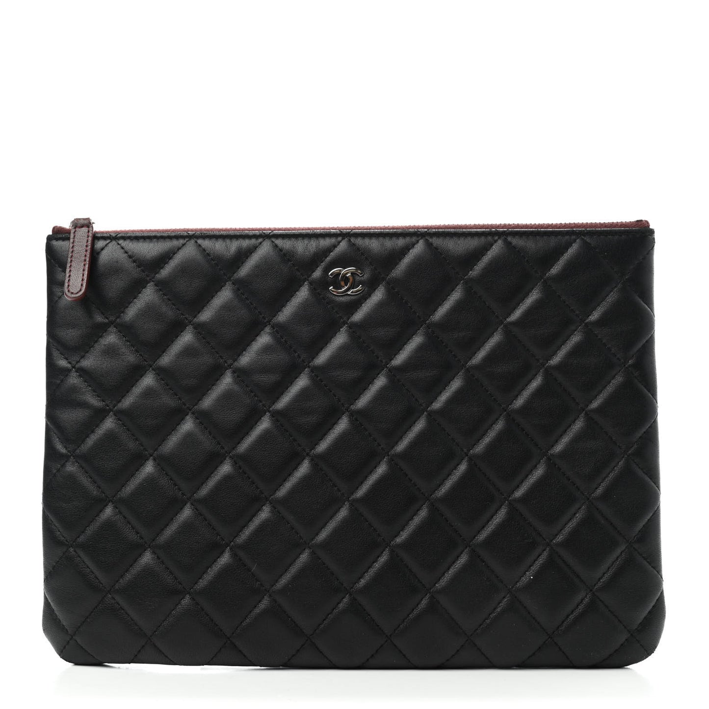 Lambskin Quilted Medium Cosmetic Case Black