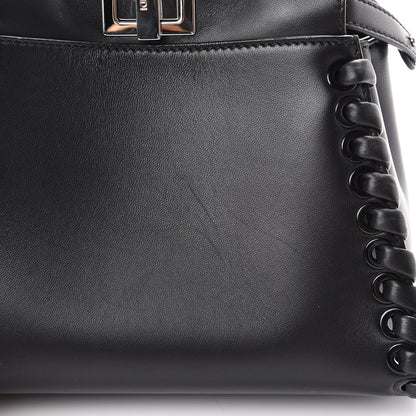 Fendi Nappa Lace Up Mini Peekaboo Iconic Satchel Black 13 of 14