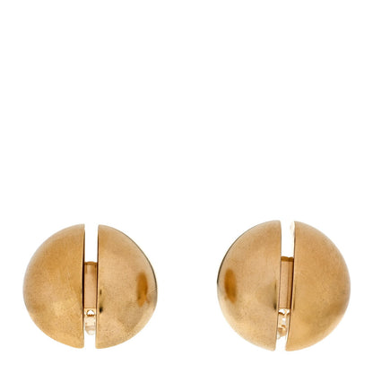 Saint Laurent Brass Double Half Ball Clip On Earrings Gold 1 of 4