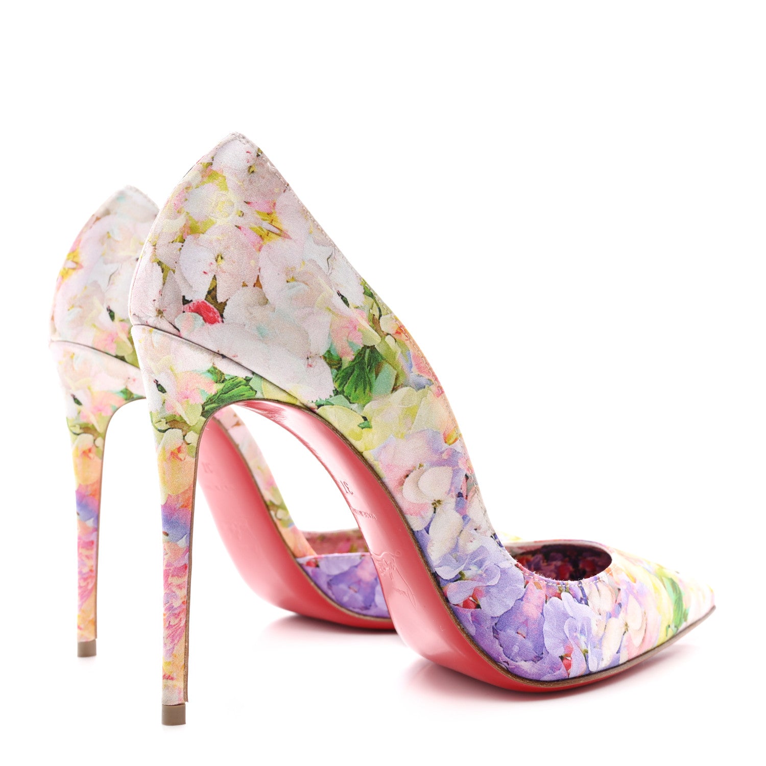 Christian Louboutin Crepe Satin Iriza 100 Blooming Floral Pumps 37 Multicolor 4 of 8