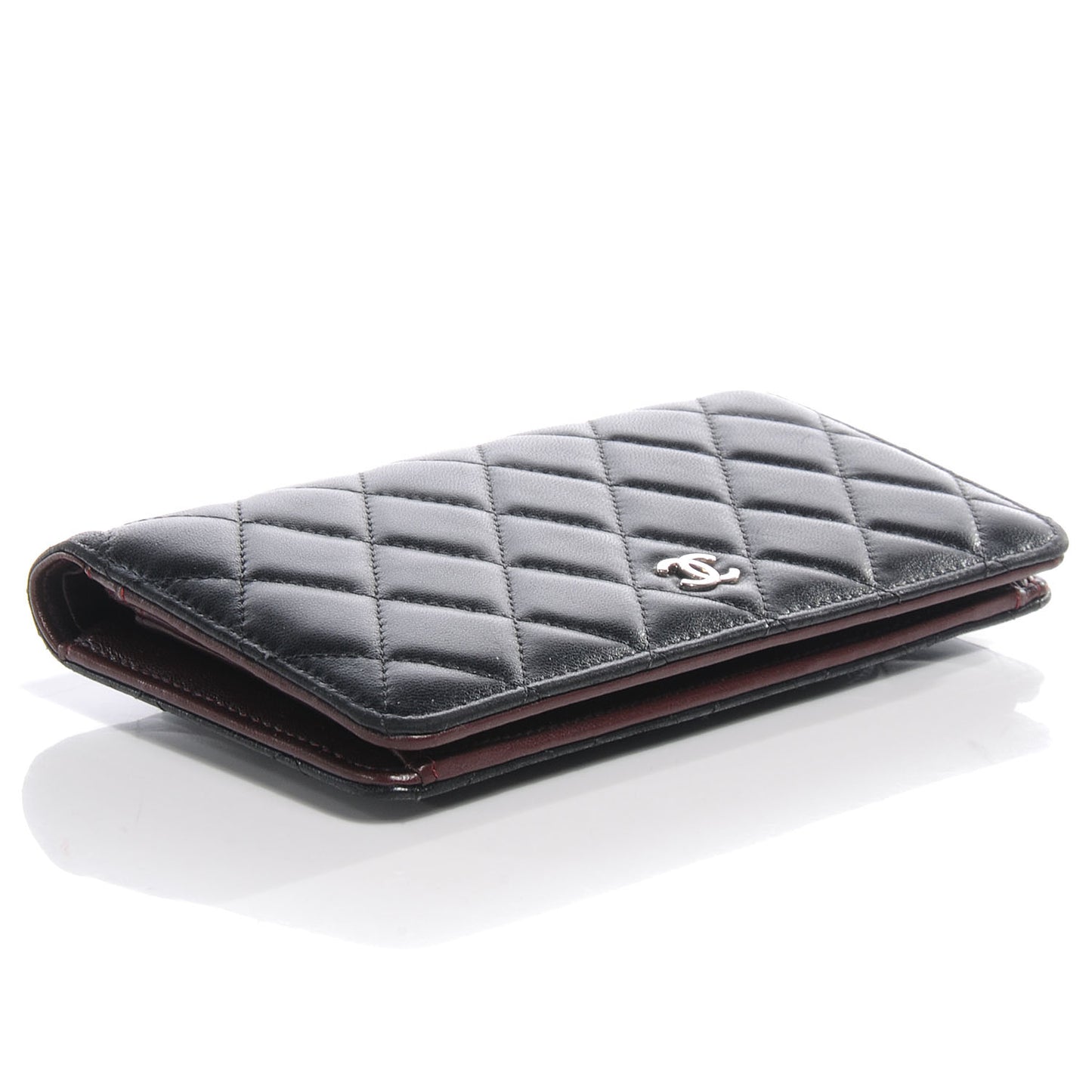 Lambskin Quilted Yen Wallet Black