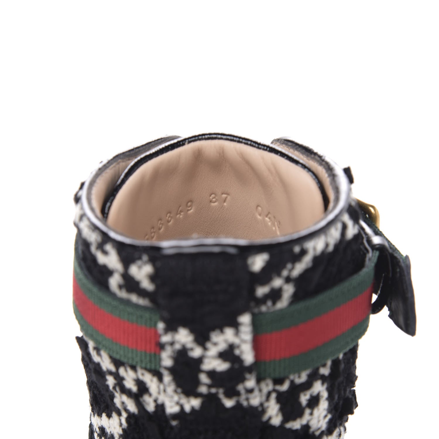 Gucci Tweed GG Monogram Lace Up Combat Ankle Boots 37 Black 6 of 8