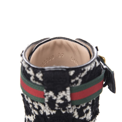 Gucci Tweed GG Monogram Lace Up Combat Ankle Boots 37 Black 6 of 8