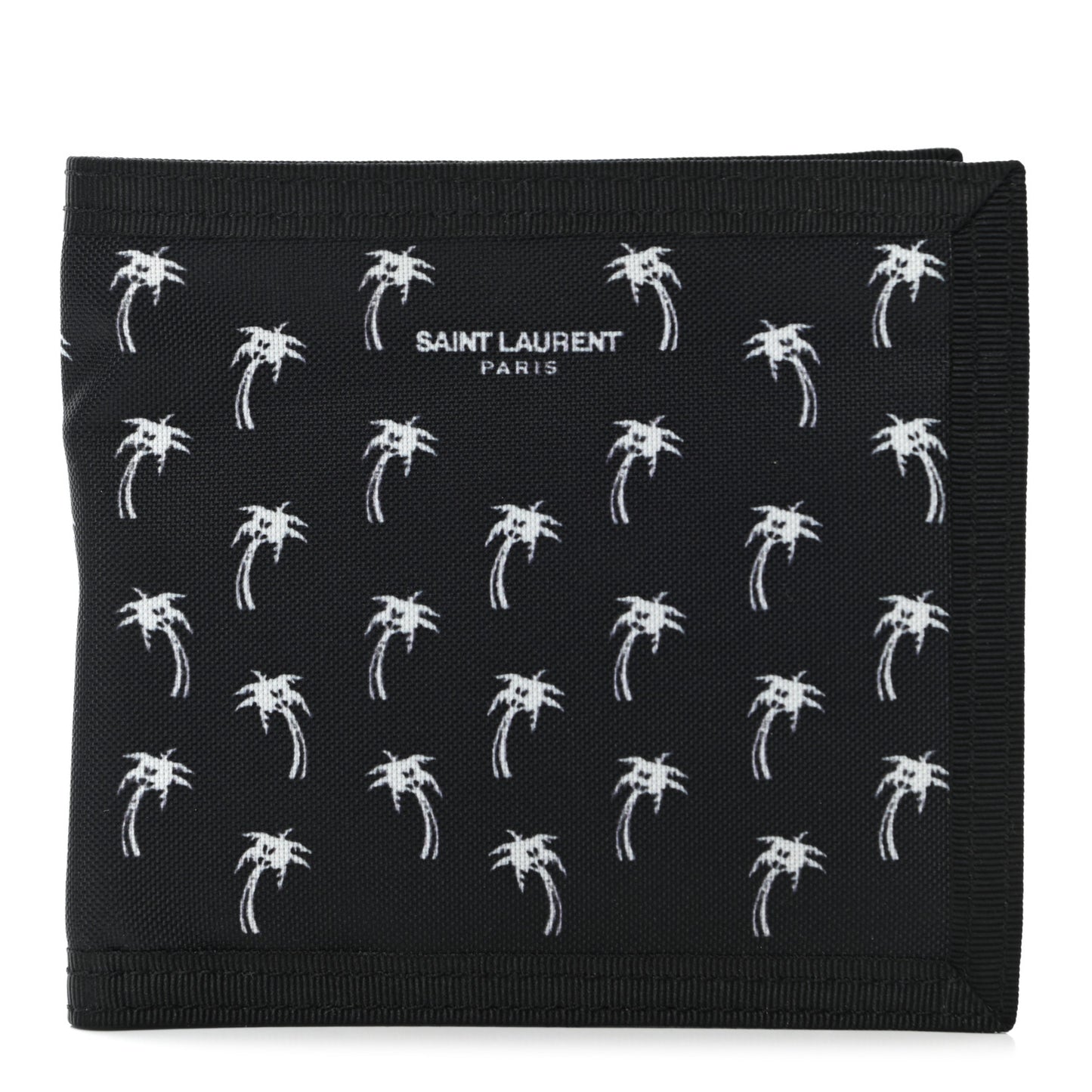 Nylon Palm Tree Print Buffalo Compact Wallet Black