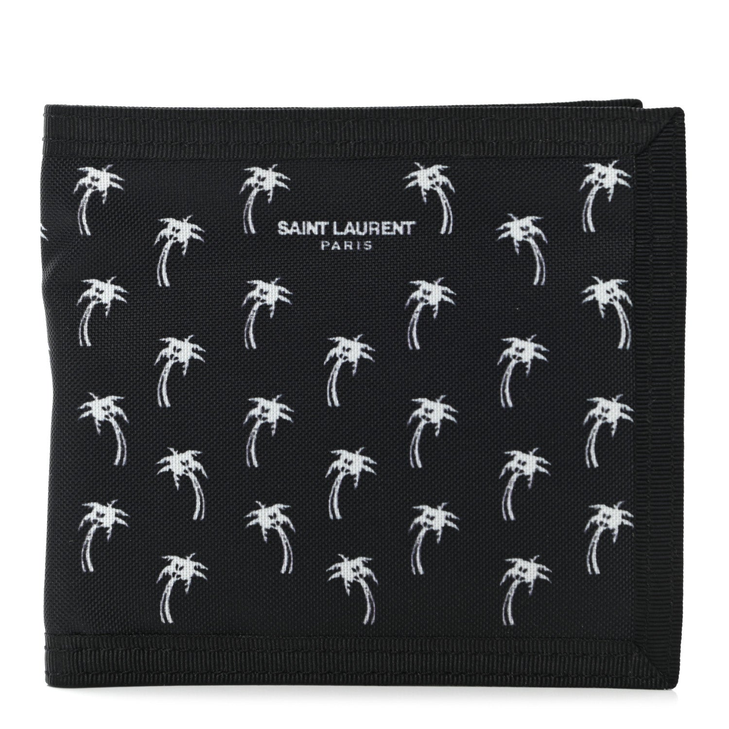 Saint Laurent Nylon Palm Tree Print Buffalo Compact Wallet Black 1 of 6