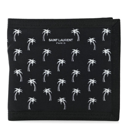 Saint Laurent Nylon Palm Tree Print Buffalo Compact Wallet Black 1 of 6
