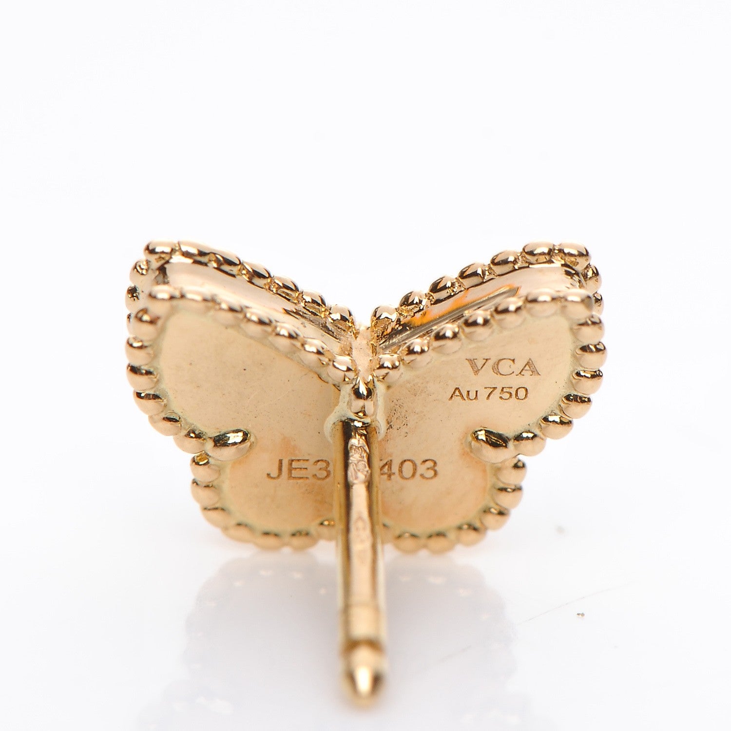 Van Cleef & Arpels 18K Yellow Gold Mother of Pearl Sweet Alhambra Butterfly Earrings 4 of 7