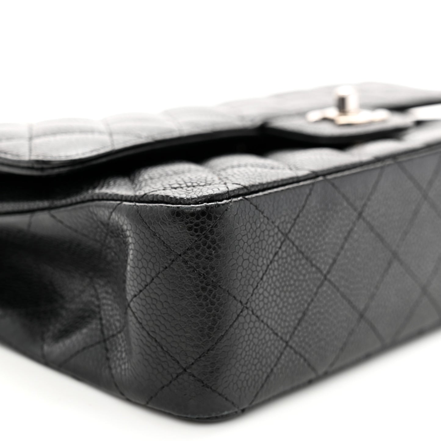 Caviar Quilted Medium Double Flap Black
