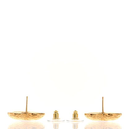 Chanel Metal Enamel CC Heart Earrings Gold Pink 3 of 5