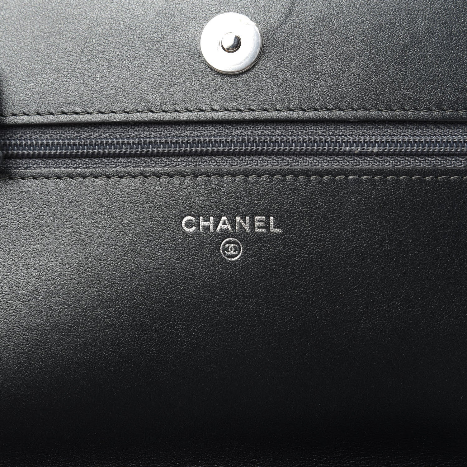 Chanel Metallic Caviar Chevron Quilted Vintage Mademoiselle Wallet On Chain WOC Charcoal 8 of 11