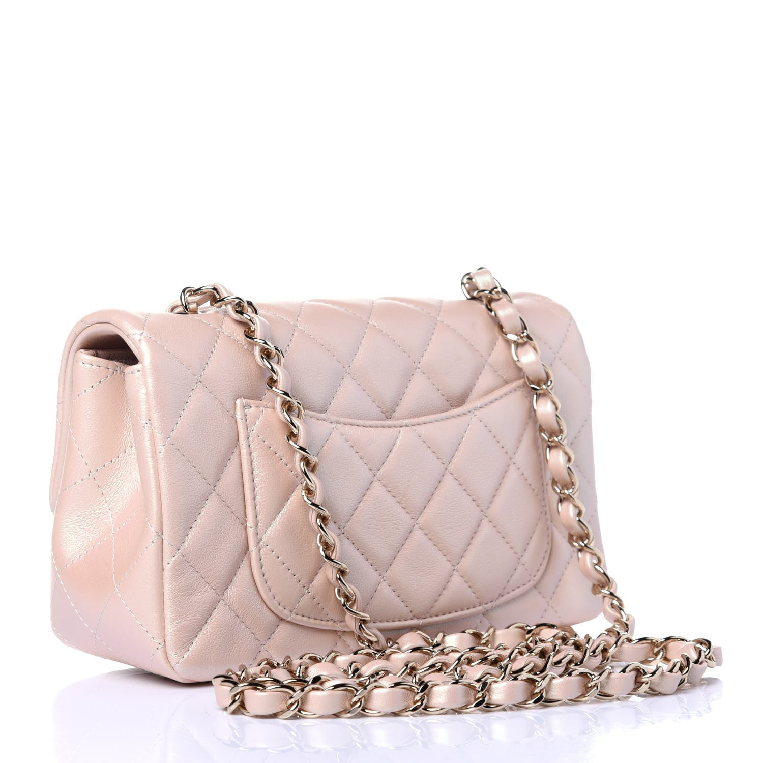 Chanel Iridescent Calfskin Quilted Mini Rectangular Flap Beige 3 of 12