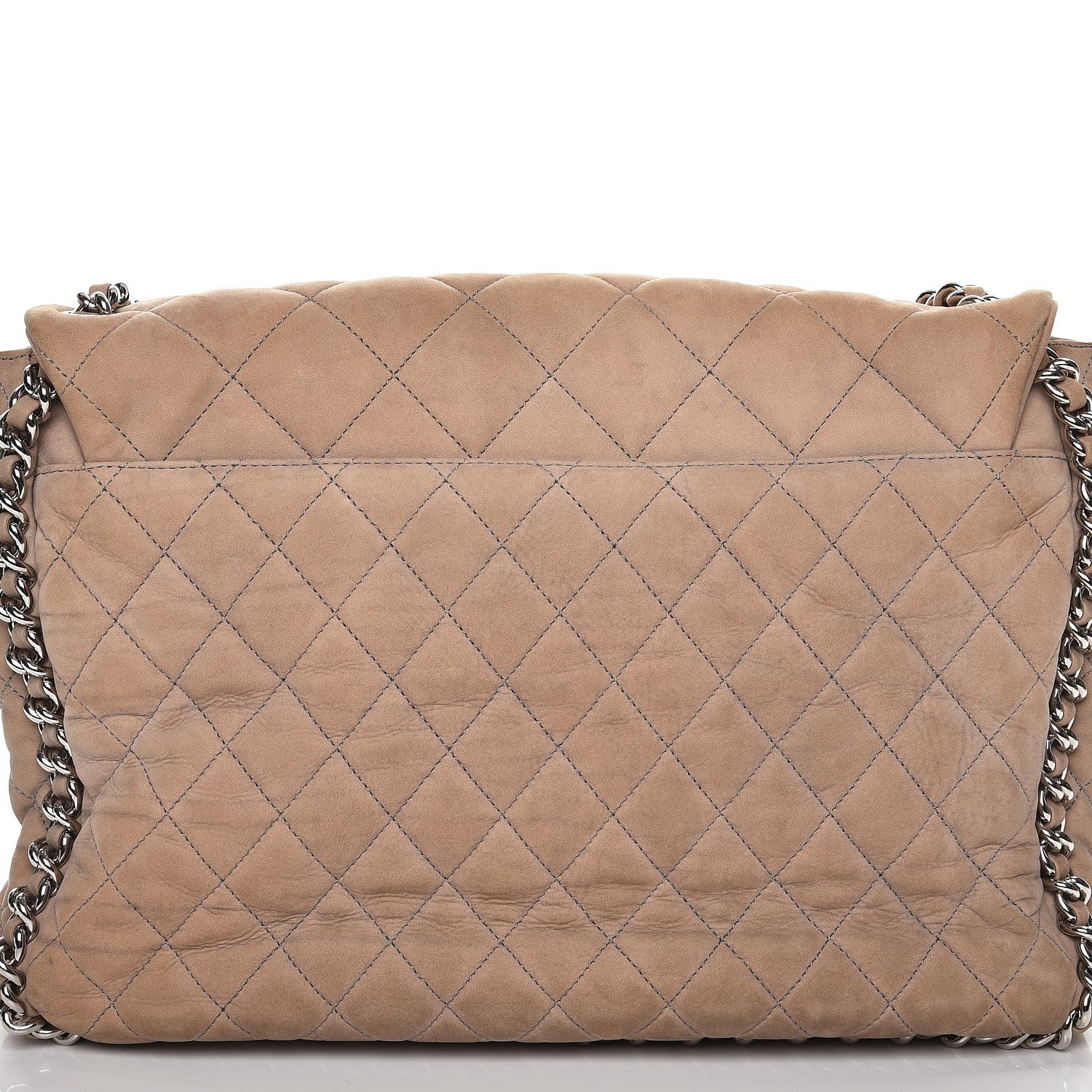 Chanel Nubuck Quilted Chain Around Maxi Flap Grey 10 of 10