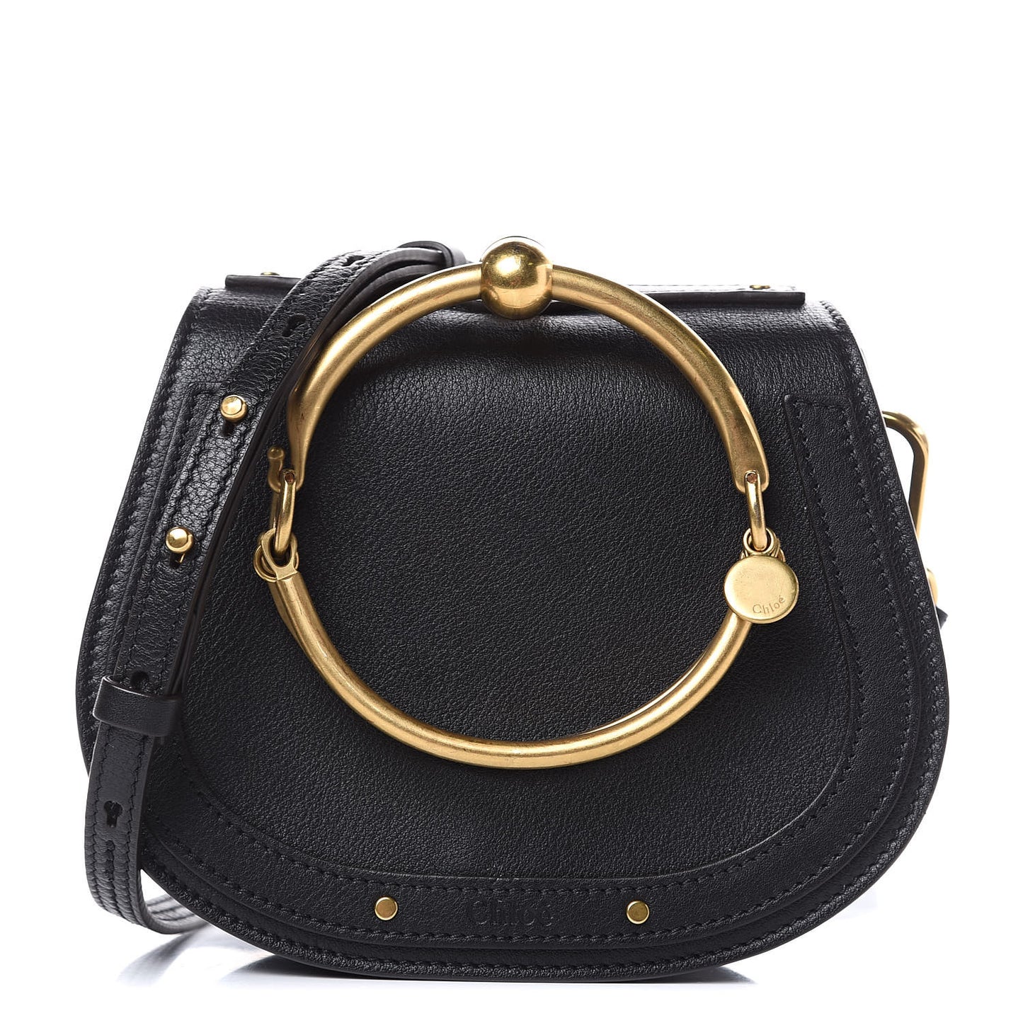 Calfskin Suede Small Nile Bracelet Bag Black