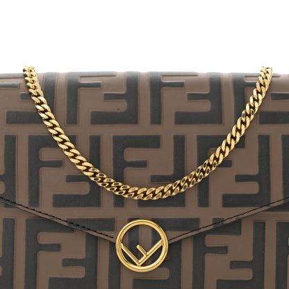 Fendi Vitello Soft F is Fendi Bi-Color FF 1974 Embossed Envelope Wallet On Chain with Pouches Maya Black 9 of 13
