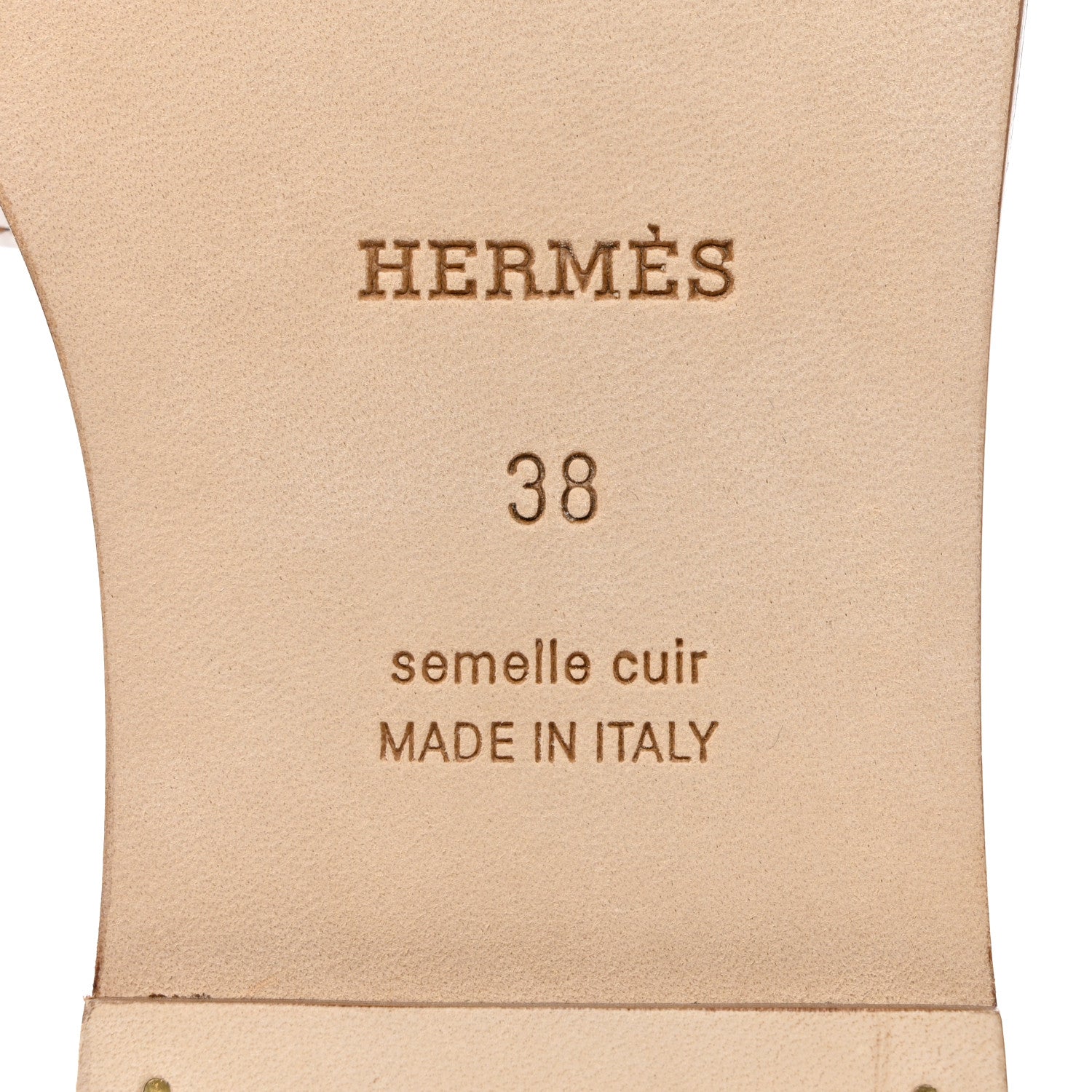 Hermes Box Calfskin Oran Sandals 38 White 8 of 9