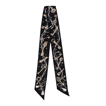 Hermes Silk Les Cles A Pois Twilly Black Beige Rose Multicolor 2 of 4