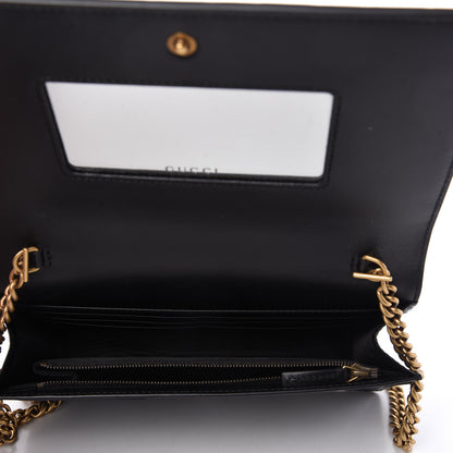 Gucci Guccissima Signature Crystal Cat Chain Wallet Black 5 of 11