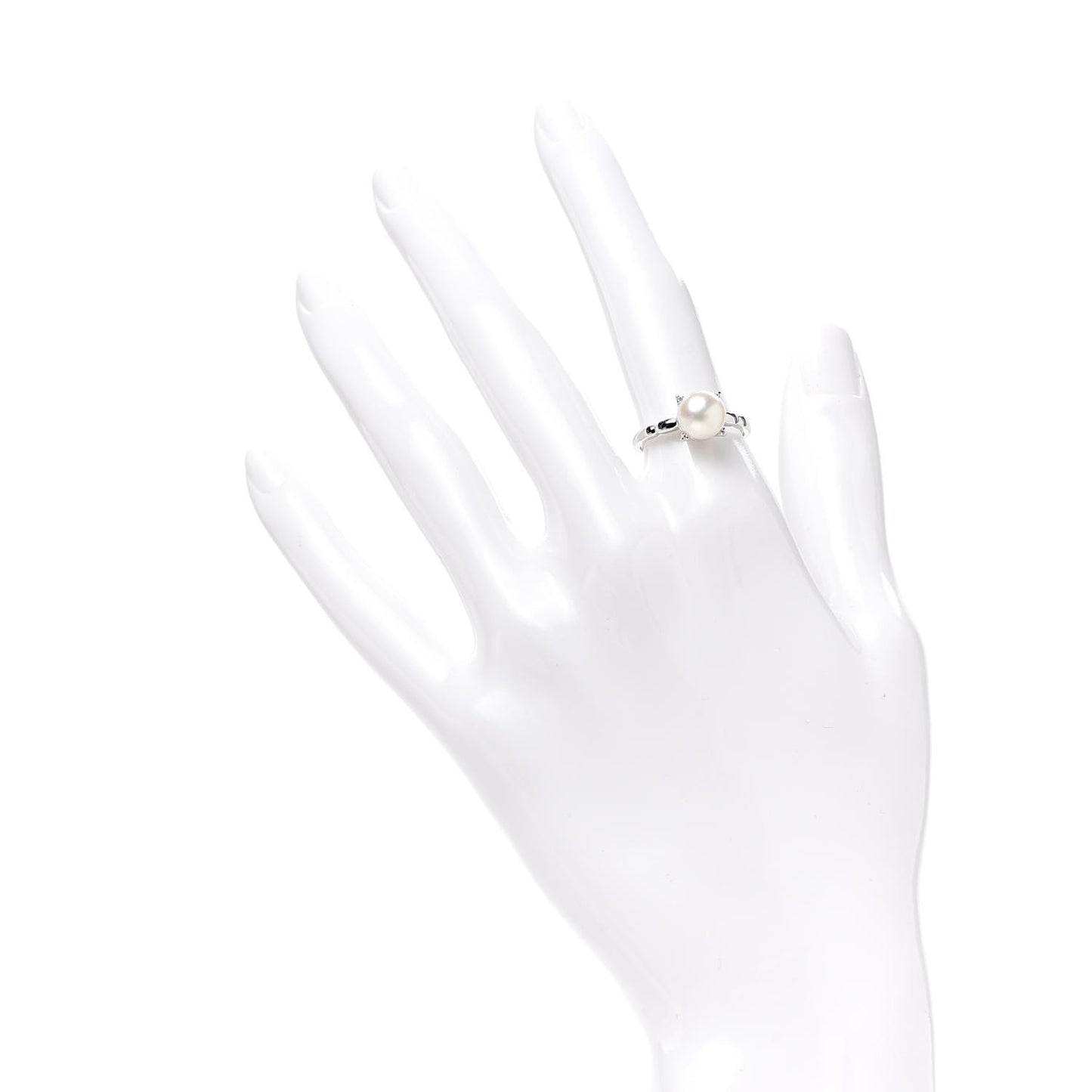 14K White Gold Akoya Pearl 7.5mm Ring 53 6.5