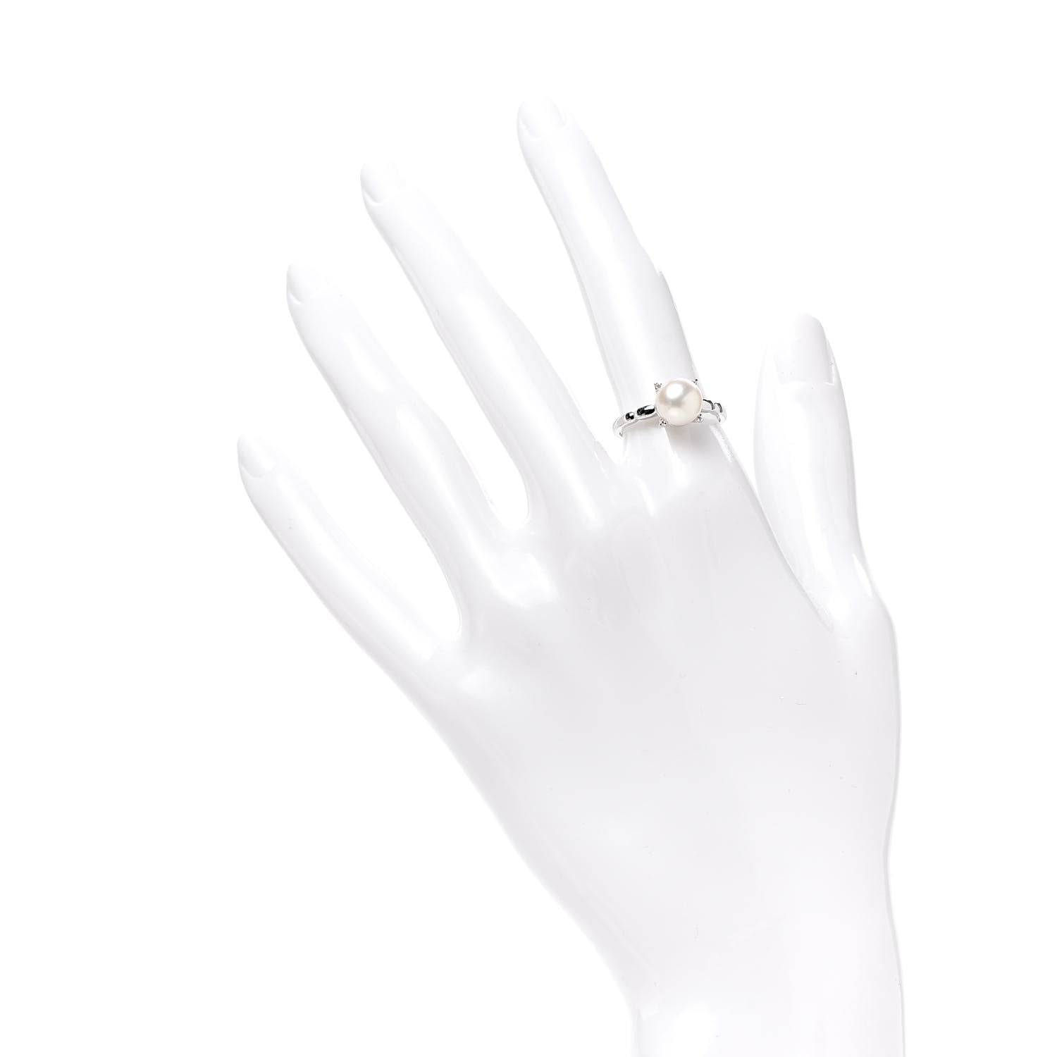 Mikimoto 14K White Gold Akoya Pearl 7.5mm Ring 53 6.5 2 of 4