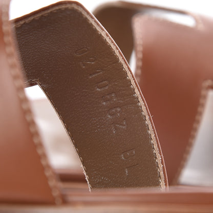 Hermes Box Calfskin Oran Sandals 37.5 Gold 8 of 11