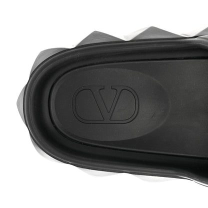 Valentino Garavani Rubber Roman Stud Turtle Slide Sandals 38 Black 6 of 8