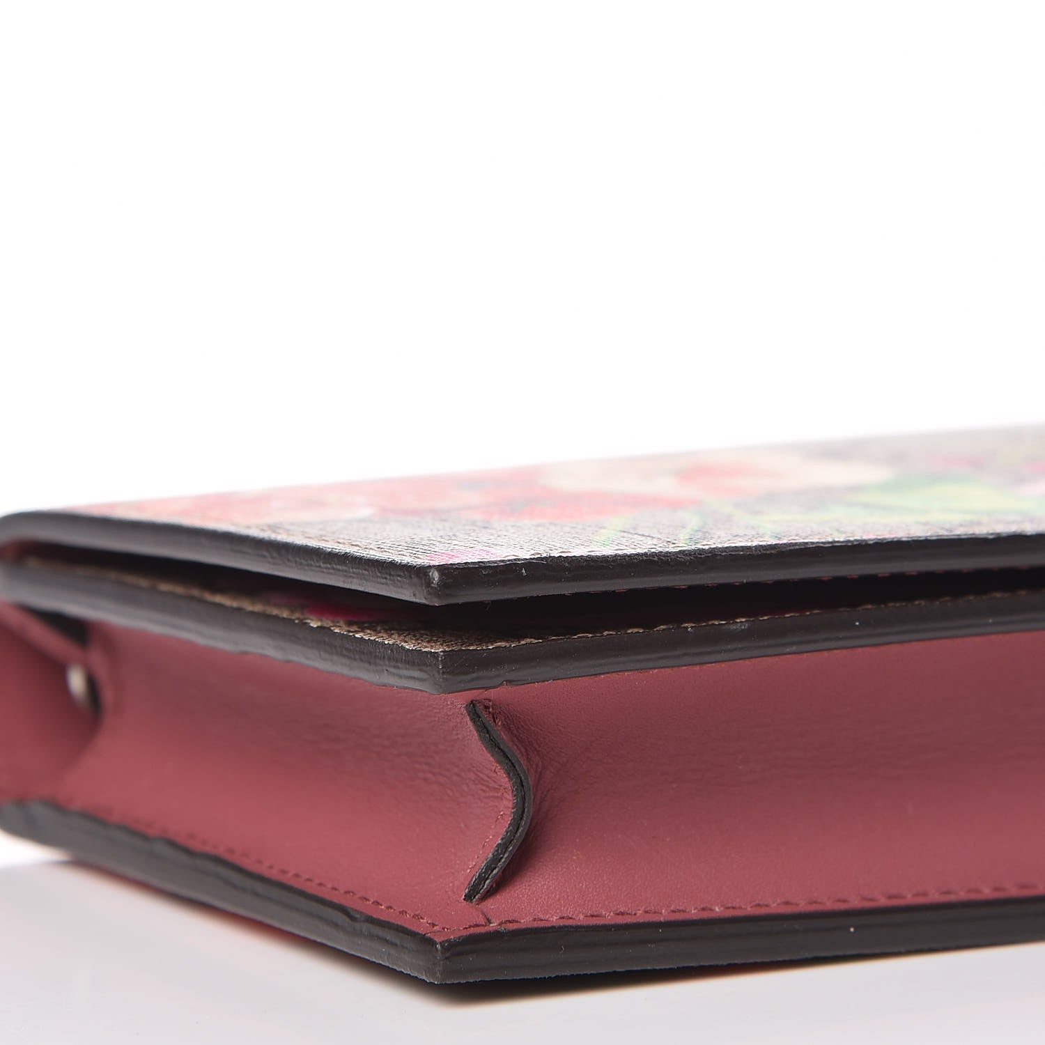Gucci GG Supreme Monogram Blooms Chain Wallet Beige Multicolor Dry Rose 8 of 9