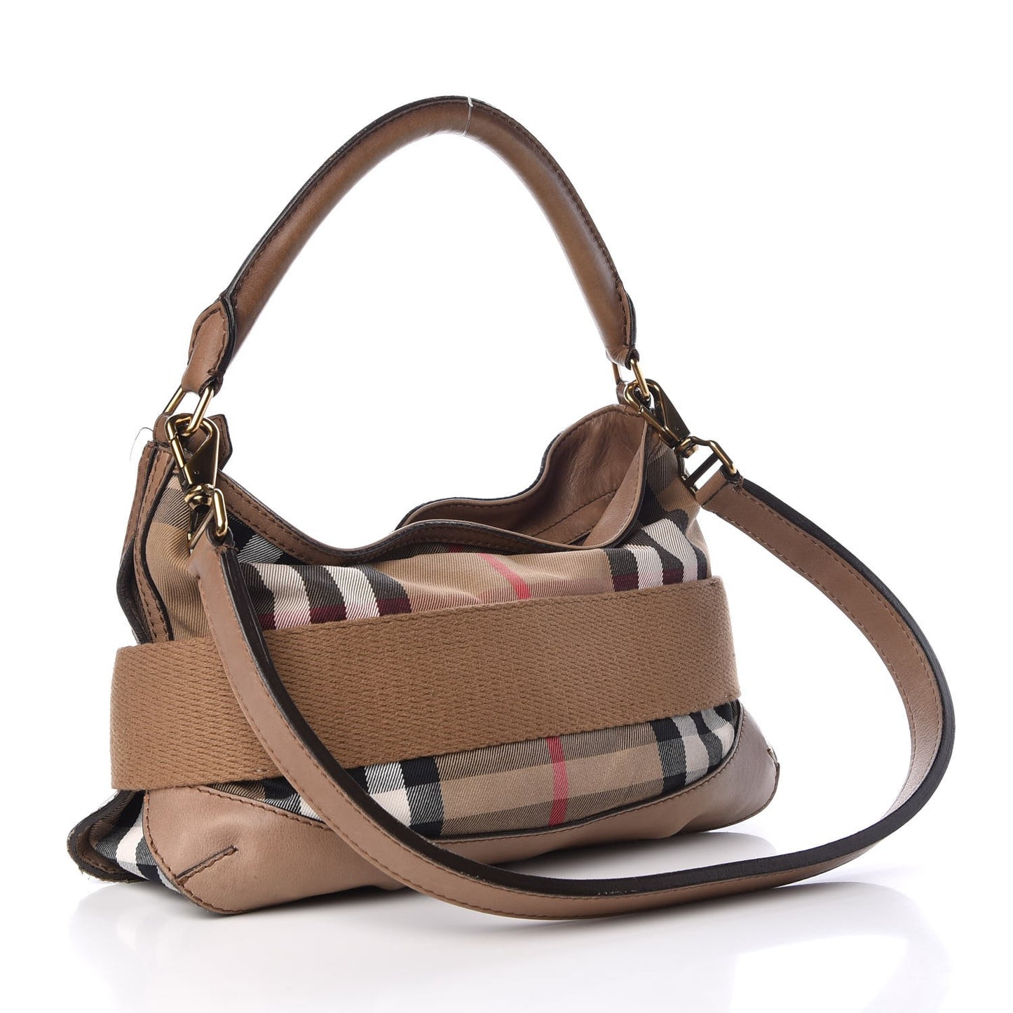 Vintage Leather House Check Medium Creighton Hobo Dark Stone