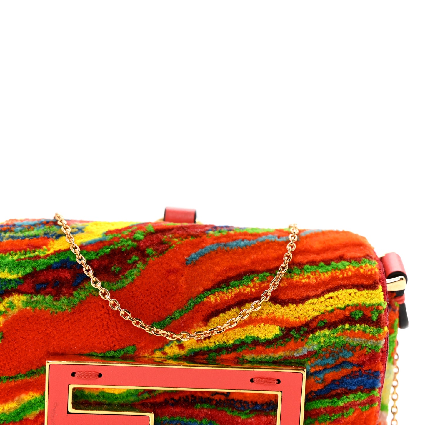 Velvet Tappetino Marble Nano Maxi Buckle Baguette Charm Rosso Multicolor