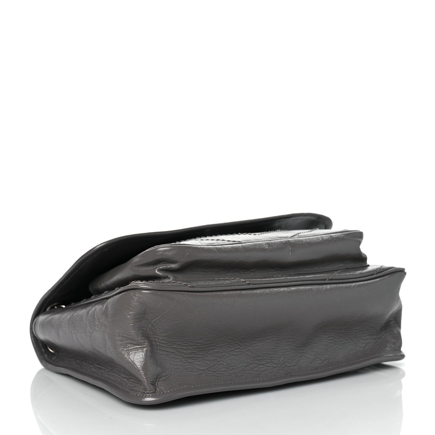 Crinkled Calfskin Matelasse Monogram Medium Niki Chain Satchel Fog