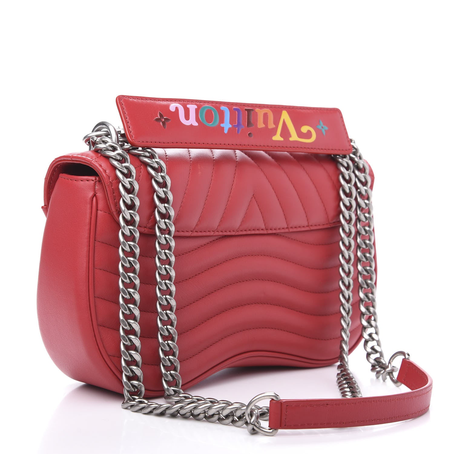 Louis Vuitton Calfskin New Wave Chain MM Ecarlate 3 of 14