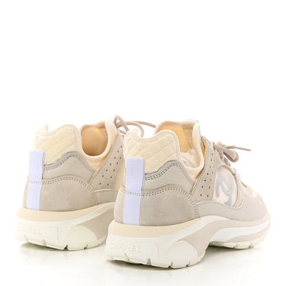 Chanel Suede Calfskin Womens CC Sneakers 38 White 4 of 9