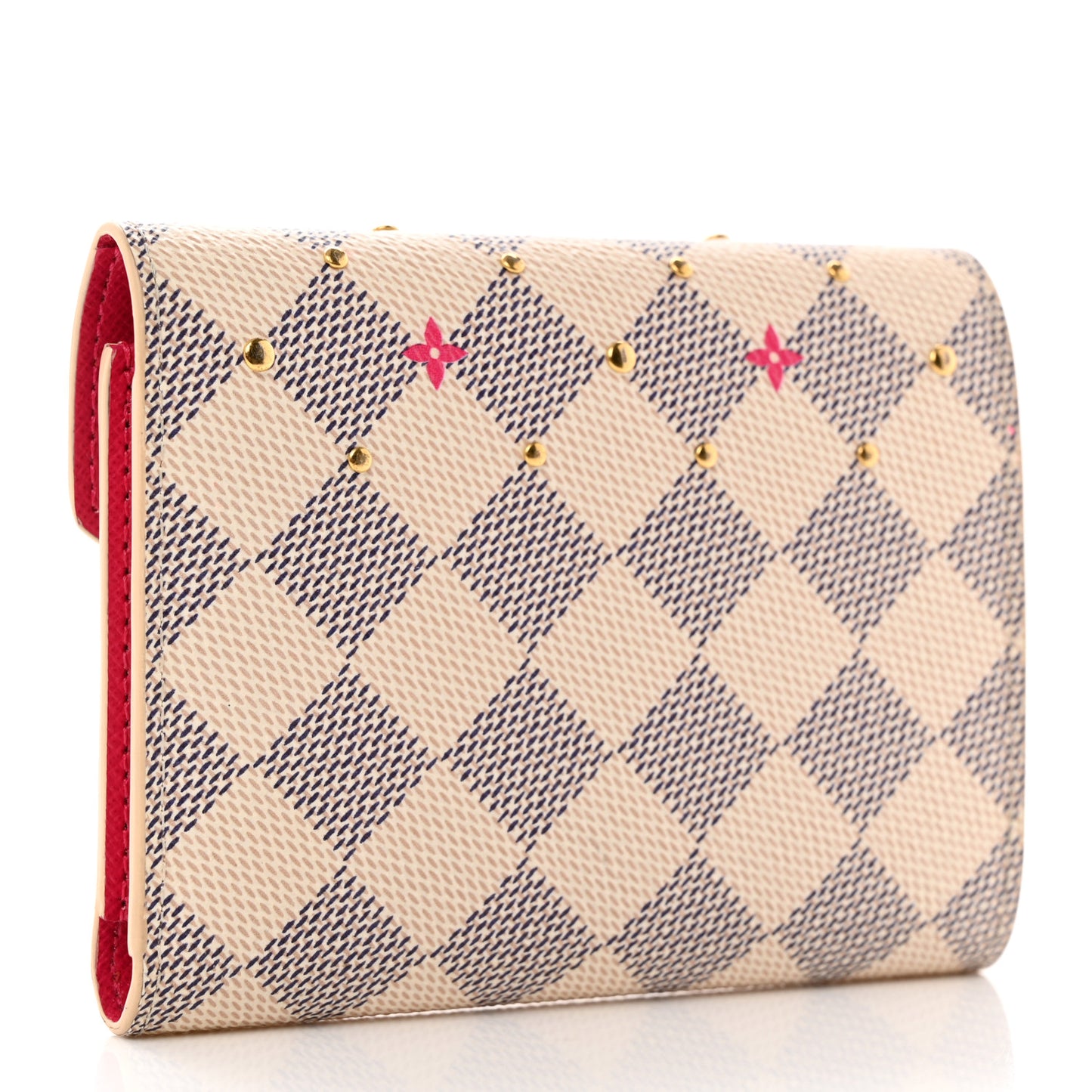 Damier Azur Studded Zoe Wallet Rose Ballerine