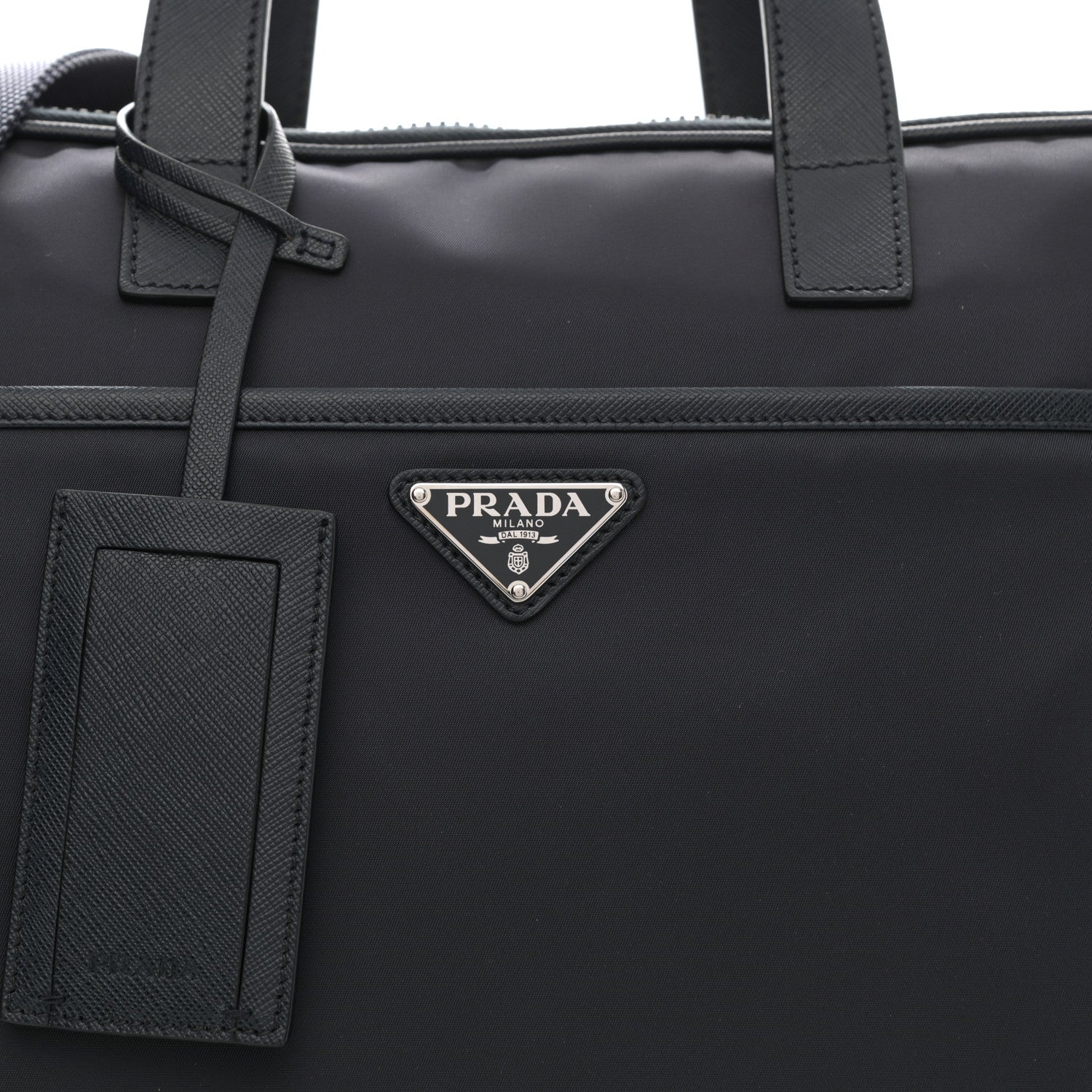 Prada Tessuto Nylon Saffiano Briefcase Navy 9 of 9