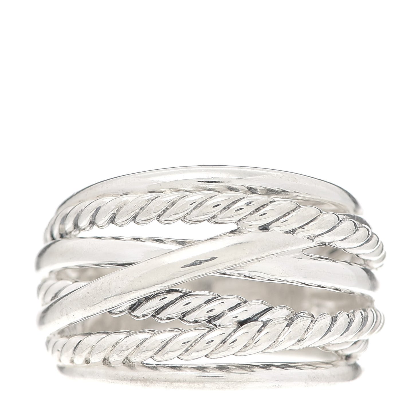 Sterling Silver 18mm Wide Crossover Cable Ring 60 9