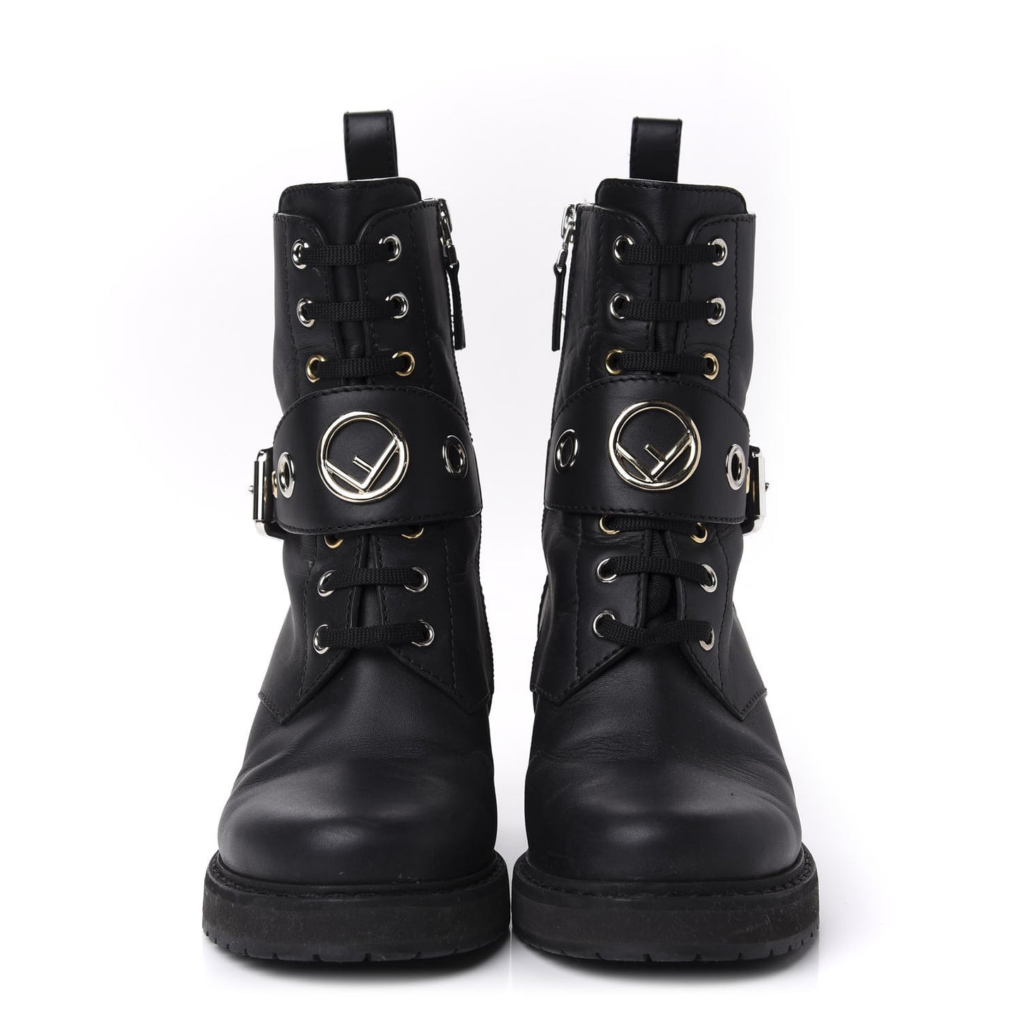 Calfskin Combat Boots 36.5 Black