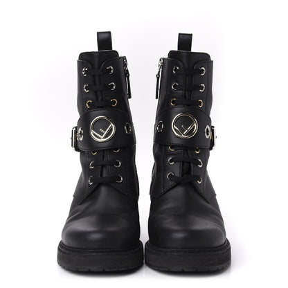 Fendi Calfskin Combat Boots 36.5 Black 2 of 10