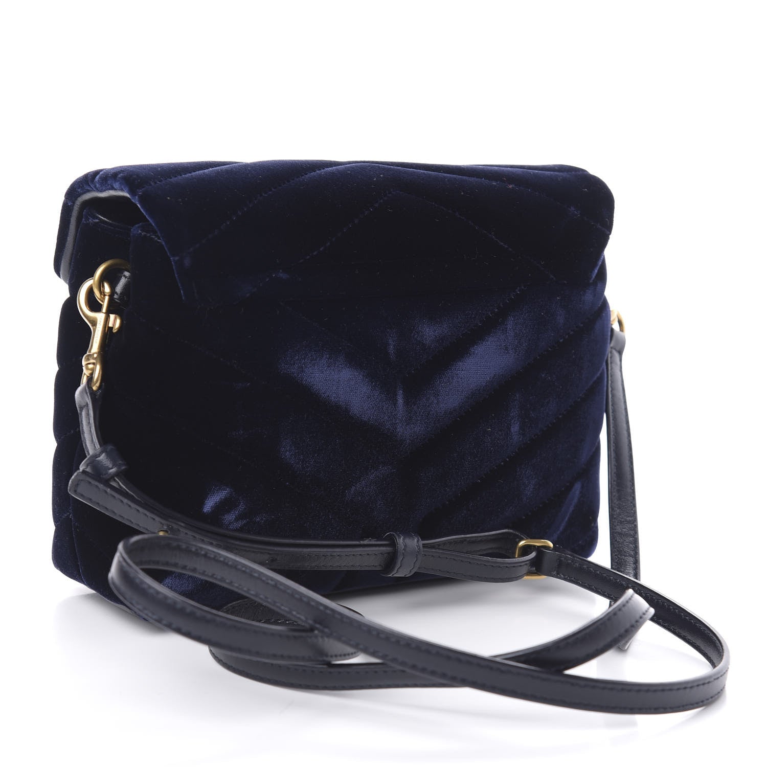 Saint Laurent Velvet Y Quilted Monogram Toy Loulou Crossbody Navy 3 of 11