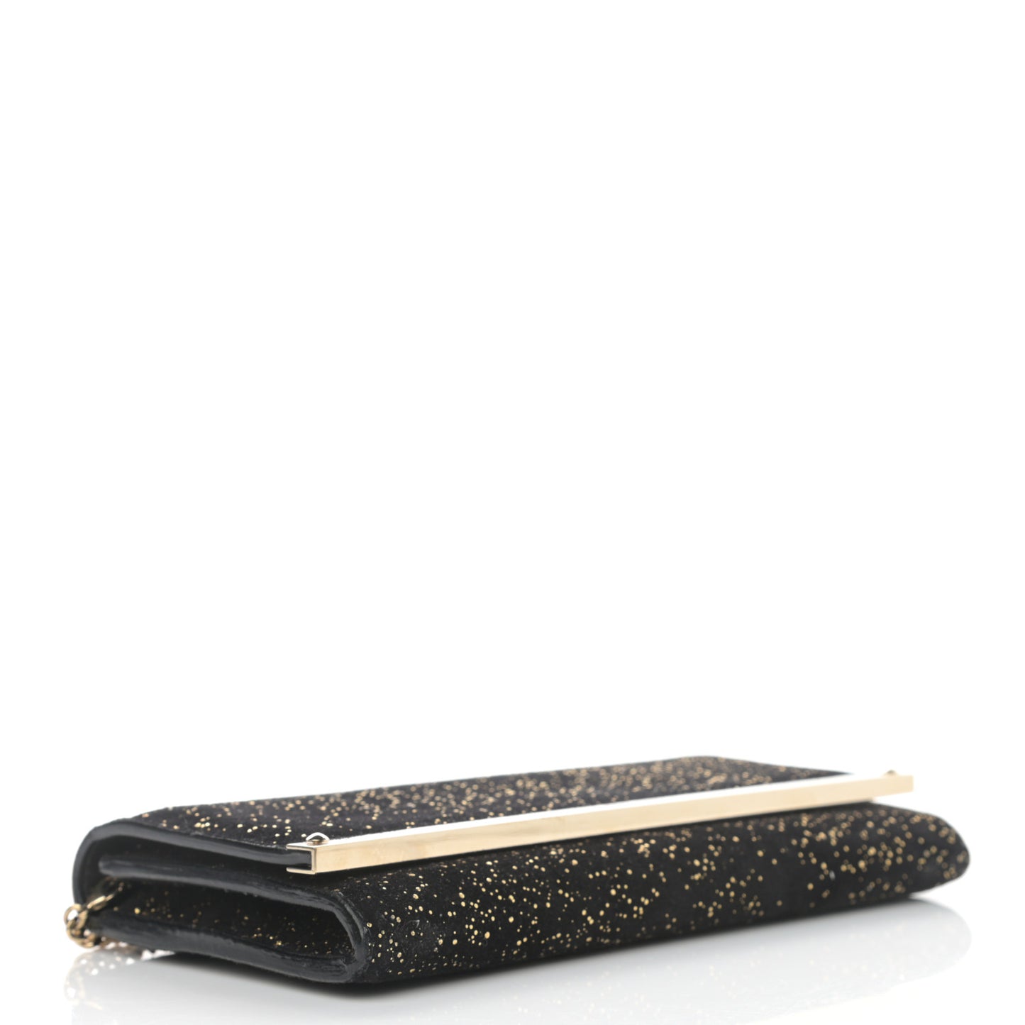 Suede Glitter Milla Wallet on Chain Black Gold