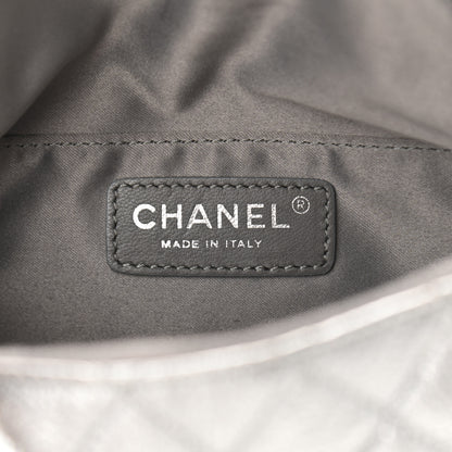 Chanel Metallic Calfskin Quilted Banane Waist Bag Fanny Pack Dark Silver 6 of 10